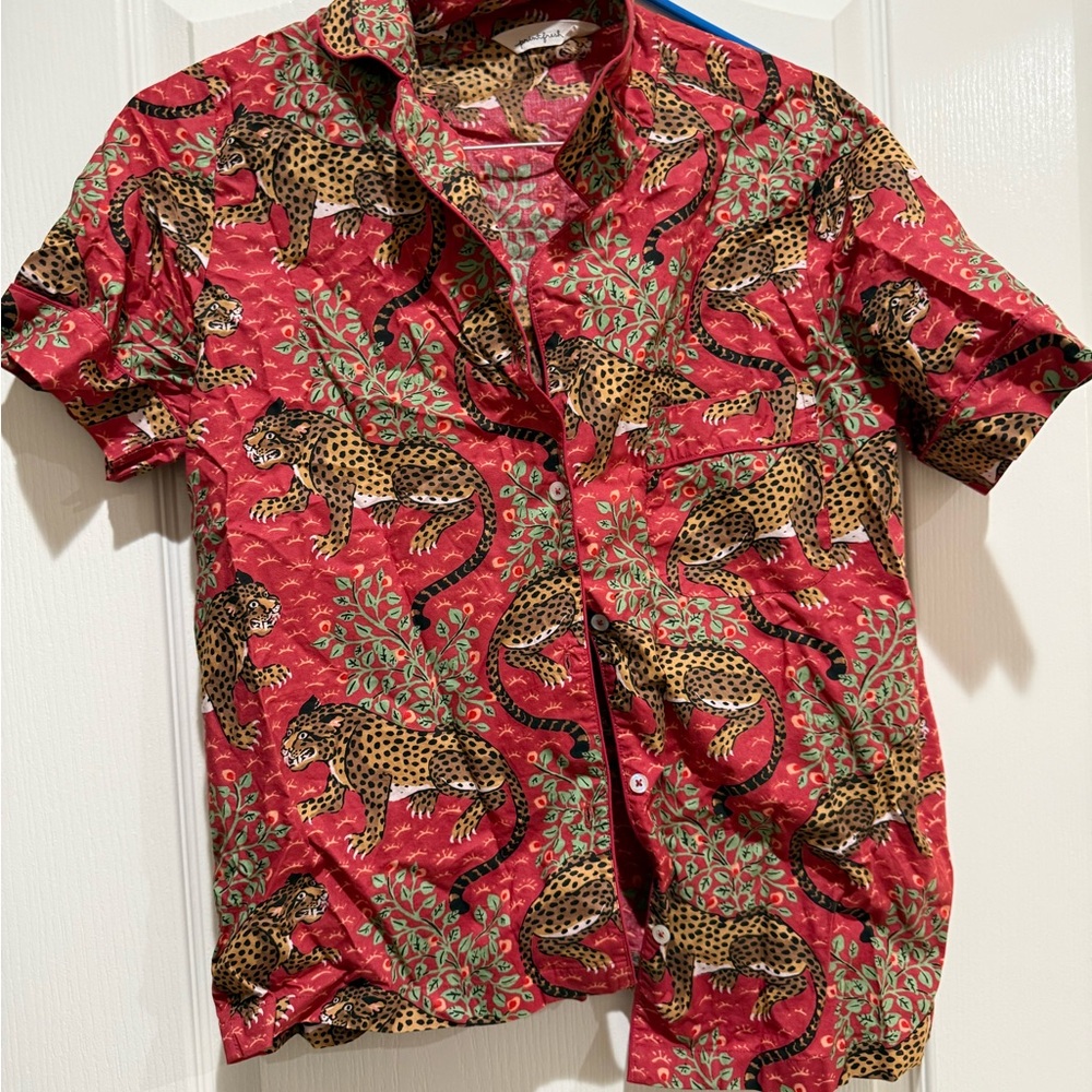 Leopard Print Women's Pajama Shirt